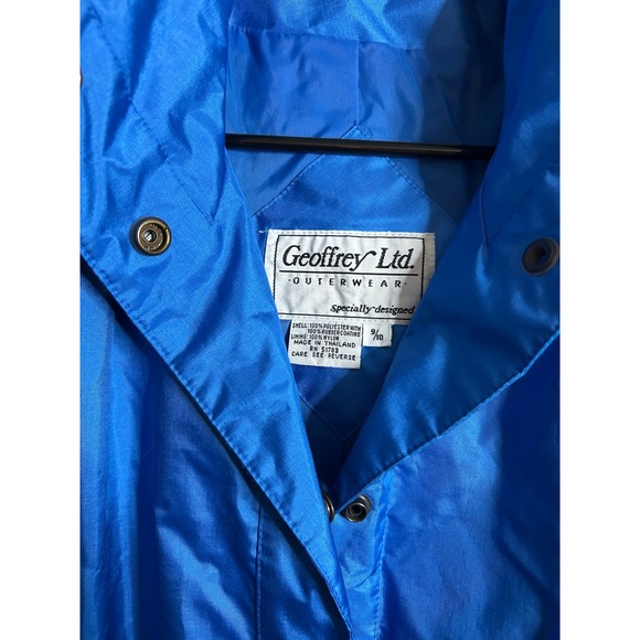 Geoffrey Ltd Outerwear Royal Blue Raincoat Belted Trench Coat Women Size 9 10 - Picture 4 of 4